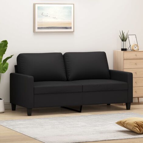 Vidaxl – Canapé droit 2 places noir 140 cm en similicuir – Résistant aux taches – Design moderne – Largeur 77 cm – Hauteur 80 cm (1/6)