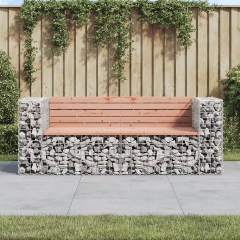 Vidaxl – Banc de jardin en bois massif douglas 184x71x65,5 cm – Base en gabion acier galvanisé – Design compact pour espaces extérieurs