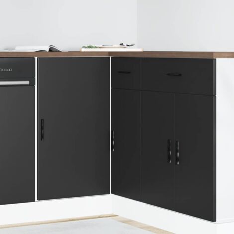 vidaXL Kitchen Base Cabinet "Lyon" Black Engineered Wood
