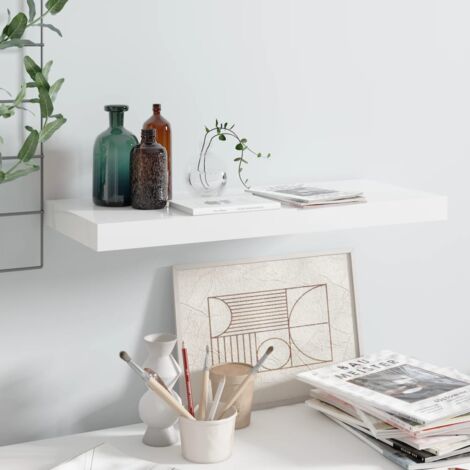 vidaXL Floating Wall Shelf High Gloss White 60x23,5x3,8 cm MDF