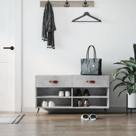 vidaXL Banc à chaussures gris béton 102x35x55 cm bois d'ingénierie (1/5)