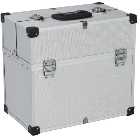 Vidaxl – Malette de rangement aluminium 38x22,5x34 cm – 6 plateaux extensibles – Résistante à l'eau et verrouillable – Poignée de transport (1/7)