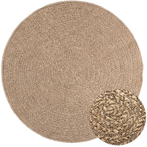 Vidaxl – Tapis kilim rond 120 cm – Aspect jute pour intérieur et extérieur – Résistant aux UV – Nettoyage facile à l'eau