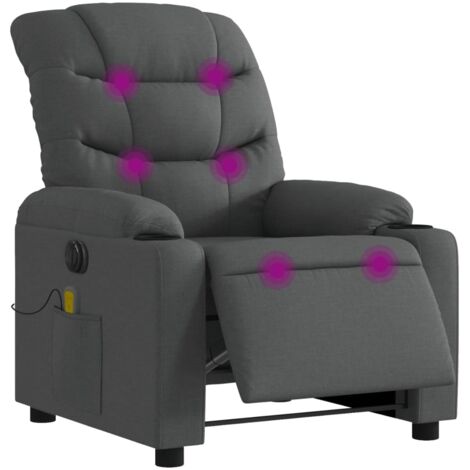 Fauteuil inclinable de massage électrique gris foncé tissu vidaXL