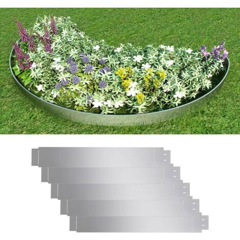 Vidaxl – Clôture flexible de pelouse 5 pcs – Acier galvanisé 100x14 cm – Panneaux courbés pour délimitations – Résistante aux intempéries