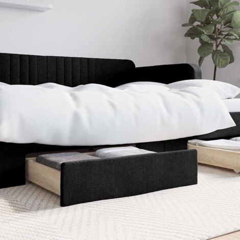 Vidaxl – Tiroirs de lit 2 pcs noir – Bois d'ingénierie et tissu – Dimensions 67 x 50 x 16 cm – Roulettes pour moquette et parquet