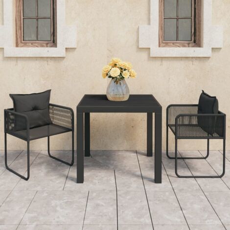 Ensemble à manger de jardin 3 pcs PVC résine tressée noir vidaXL