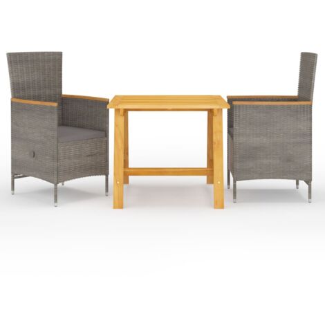vidaXL Ensemble à manger de jardin 3 pcs Gris (1/5)