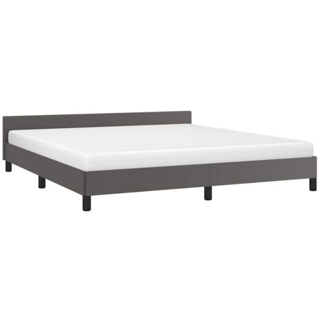 vidaXL Cadre de lit avec tête de lit sans matelas gris 160x200 cm (1/5)