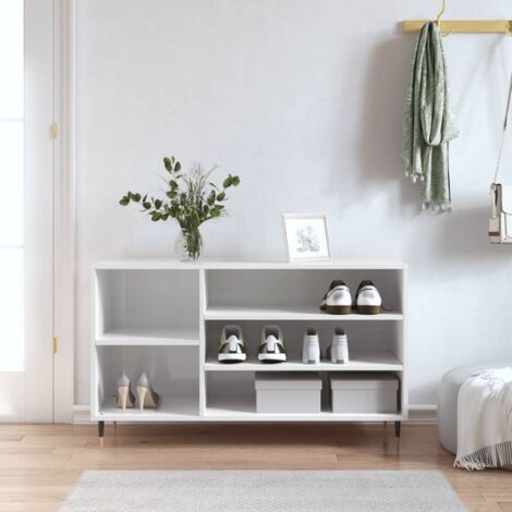 Furniture Limited - Armoire à chaussure Blanc brillant 102x36x60 (1/5)