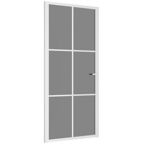 Porte intérieure 93x201,5 cm Blanc Verre ESG et aluminium vidaXL (1/5)