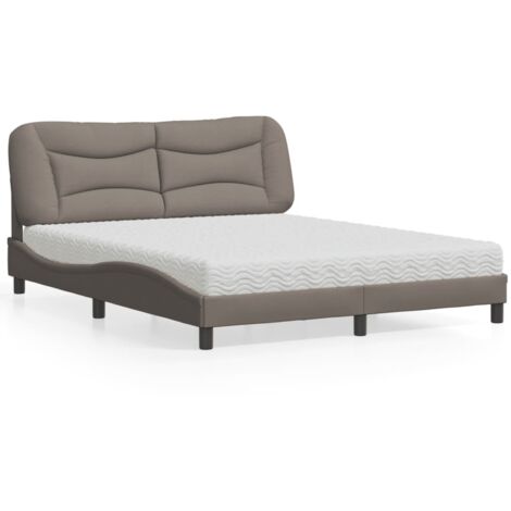 vidaXL Lit avec matelas Hvar taupe 160x200 cm tissu (1/5)
