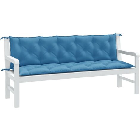 vidaXL Coussins de banc de jardin lot de 2 bleu mélangé tissu