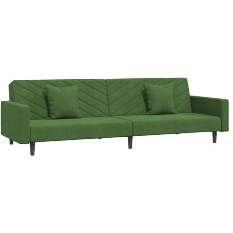 Canapé-lit à 2 places avec deux oreillers Vert foncé Velours vidaXL (1/5)