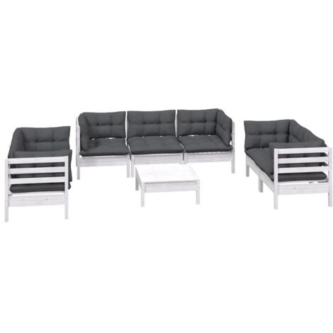 vidaXL Salon de jardin 8 pcs avec coussins bois de pin massif (1/5)