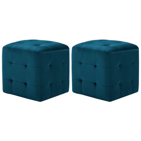 Vidaxl – Pouf 2 pcs bleu 30x30x30 cm en velours – Rembourrage confortable – Résistant aux taches – Pour décoration intérieure