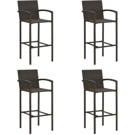 Vidaxl – Tabourets de bar lot de 4 marron – Résine tressée résistante aux UV – Hauteur d'assise 80 cm – Repose-pied intégré – Pour intérieur et extérieur (1/5)
