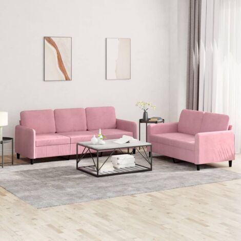 vidaXL Ensemble de canapés 2 pcs rose velours (1/5)