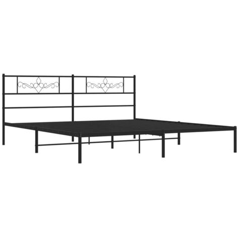 Cadre de lit métal sans matelas et tête de lit noir 180x200 cm vidaXL (1/5)