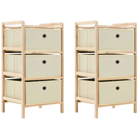 Étagères de rangement avec 3 paniers en tissu 2 pcs beige cèdre vidaXL