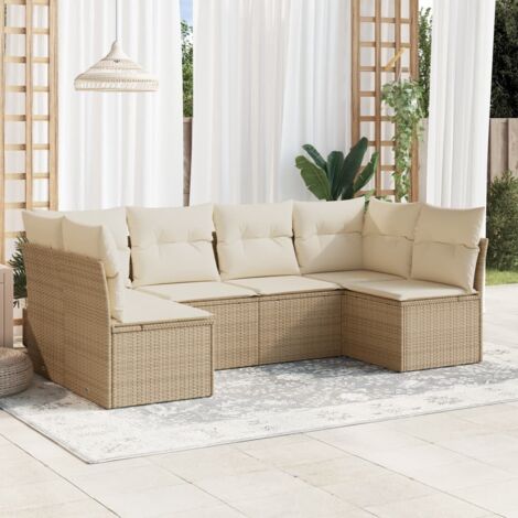 Salon de jardin avec coussins 6 pcs beige résine tressée vidaXL (1/3)