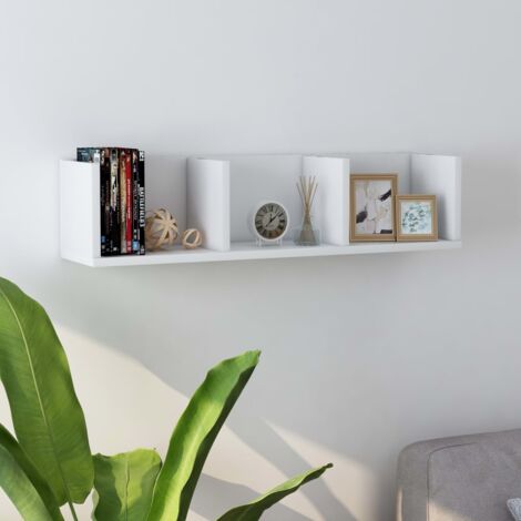 vidaXL CD Wall Shelf White 75x18x18 cm Engineered Wood (1/6)