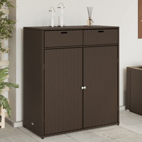 Vidaxl – Armoire de jardin marron 105x55x113 cm – Résine tressée durable – Capacité 15 kg par étagère – Dispositif de fixation inclus