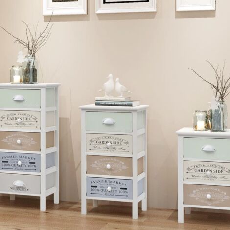 Vidaxl – Armoire de rangement en bois de Paulownia 4 tiroirs – Dimensions 38x28x72 cm – Style français classique – Capacité 50 kg