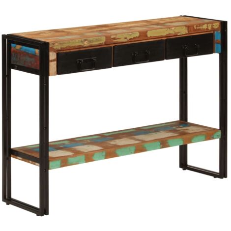 Vidaxl – Table console 110x30x76 cm en bois massif recyclé – Style industriel – Écologique – Fixation murale incluse