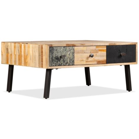 vidaXL Table basse Teck de récupération massif 90x65x40 cm (1/5)