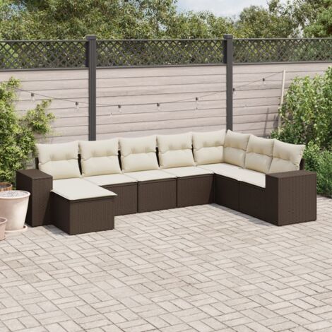 vidaXL Salon de jardin 8 pcs avec coussins marron résine tressée (1/5)