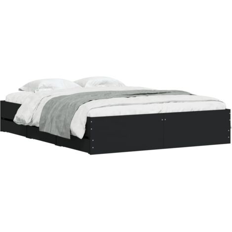 Cadre de lit avec tiroirs sans matelas noir 150x200 cm vidaXL (1/5)
