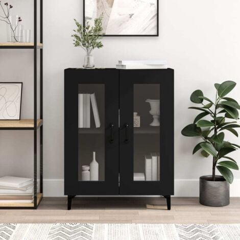 Buffet noir 69,5x34x90 cm bois d'ingénierie vidaXL