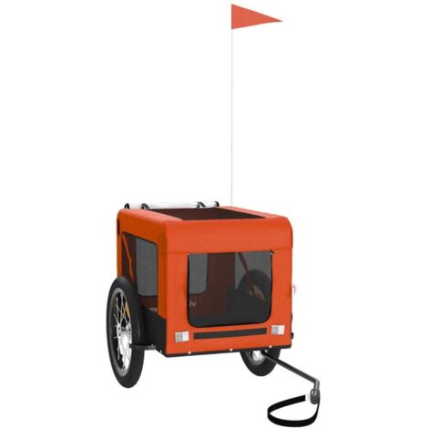Remorque de vélo pour animaux de compagnie orange et noir vidaXL