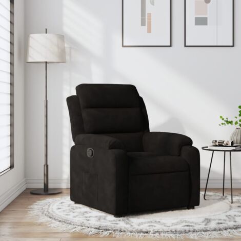 Vidaxl – Fauteuil relax inclinable noir en velours – Inclinaison manuelle jusqu'à 135° – Accoudoirs larges rembourrés – Dimensions 75x92,5x100 cm