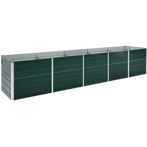 Vidaxl – Lit surélevé de jardin en acier galvanisé 400x80x45 cm – Résistant aux intempéries – Fond ouvert pour drainage optimal – Couleur verte