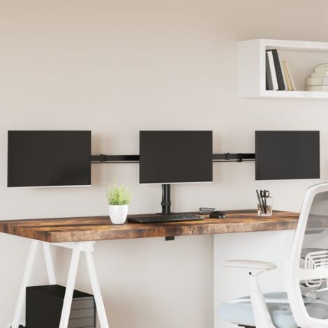 Vidaxl – Support de moniteur triple en acier noir – VESA 75/100 mm – Inclinaison 90° – Rotation 360° – Capacité 10 kg par écran