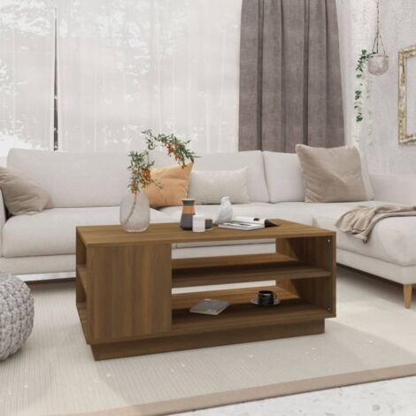 vidaXL Table basse chêne marron 102x55x43 cm bois d'ingénierie (1/5)