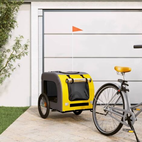 Remorque de vélo pour animaux de compagnie jaune et gris vidaXL