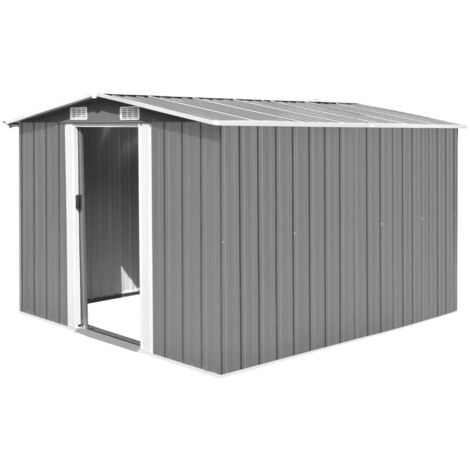 Vidaxl – Abri de jardin métal 257x298x178 cm – Acier galvanisé – Double porte coulissante – Excellente ventilation – Résistant aux intempéries