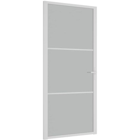vidaXL Porte intérieure 93x201,5 cm Blanc Verre mat et aluminium