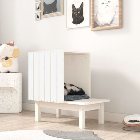 Vidaxl – Maisonnette pour chat en bois de pin massif – Dimensions 60x36x60 cm – Confortable et rustique pour un repos optimal