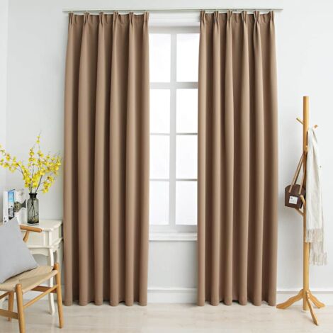 Rideaux occultants avec crochets 2 pcs Taupe 140x175 cm vidaXL