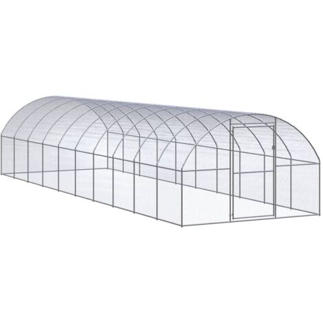 Vidaxl – Poulailler d'extérieur 3x10x2 m – Acier galvanisé – Enclos spacieux pour 6 poules – Facile à nettoyer et durable