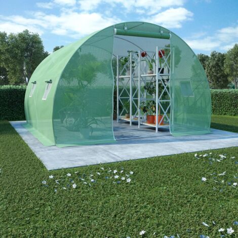 Vidaxl – Serre de jardin polycarbonate 9 m² 300x300x200 cm – Tissu maillé PE 140 g/m² – Cadre acier galvanisé – 4 fenêtres 38x38 cm - vidaXL76101