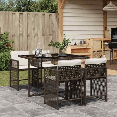 vidaXL Ensemble à manger de jardin 5 pcs et coussins marron poly rotin (1/6)