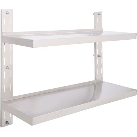 vidaXL Étagère murale à 2 niveaux Acier inoxydable 100x30 cm (1/7)
