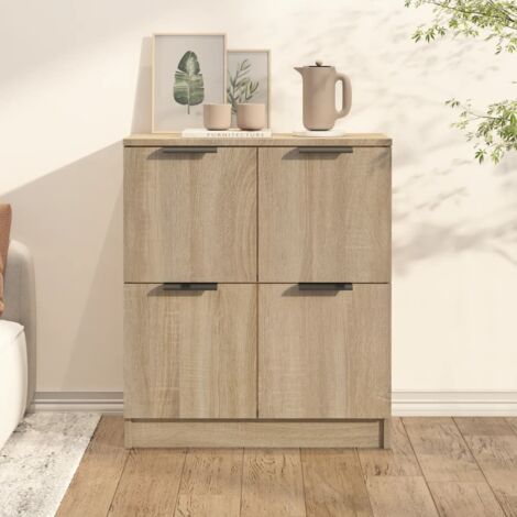 Vidaxl – Buffet chêne sonoma 60x30x70 cm – Bois d'ingénierie résistant à l'humidité – 4 portes pour rangement – Surface lisse pour objets décoratifs