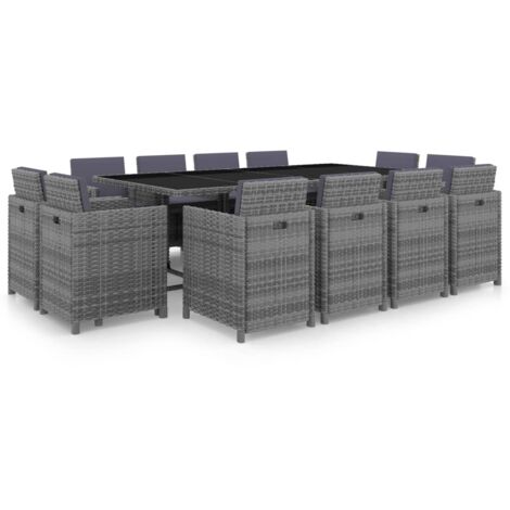 Ensemble à manger d'extérieur 13 pcs coussins rotin anthracite vidaXL