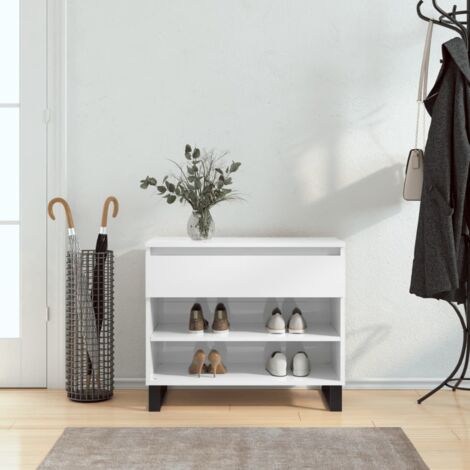 Armoire à chaussure Blanc brillant 70x36x60 cm Bois ingénierie vidaXL (1/5)